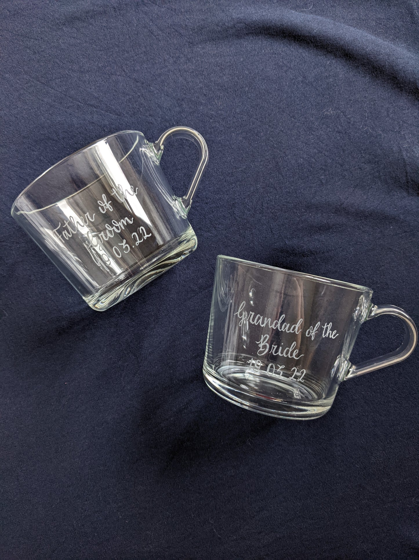 Engraved glass mugs