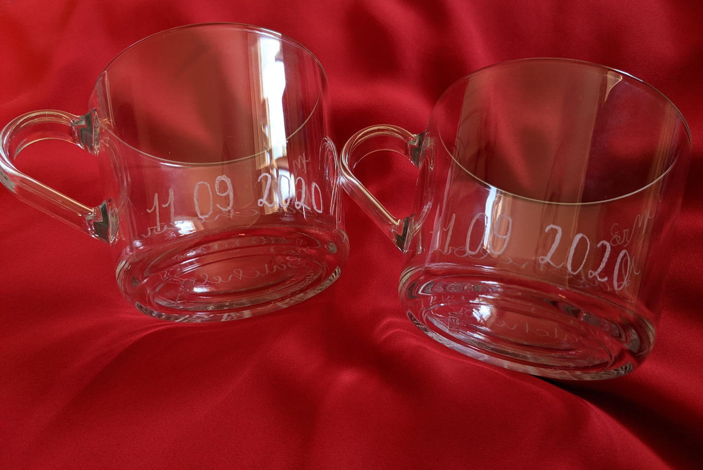 Engraved glass mugs
