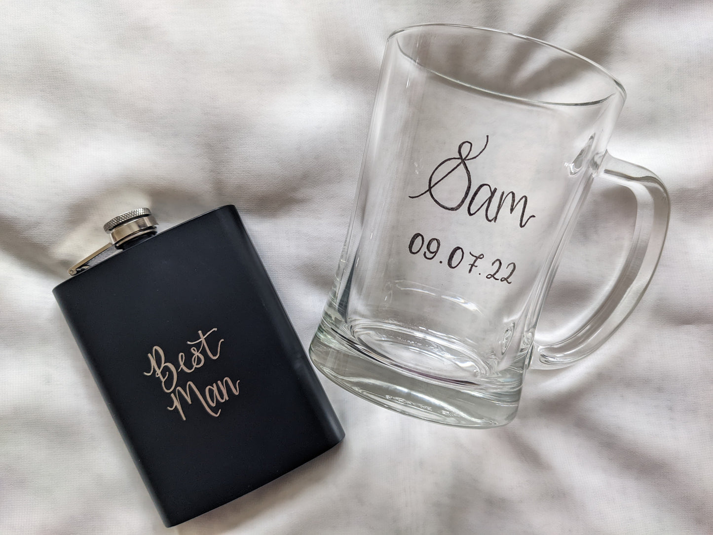 Engraved hip flasks
