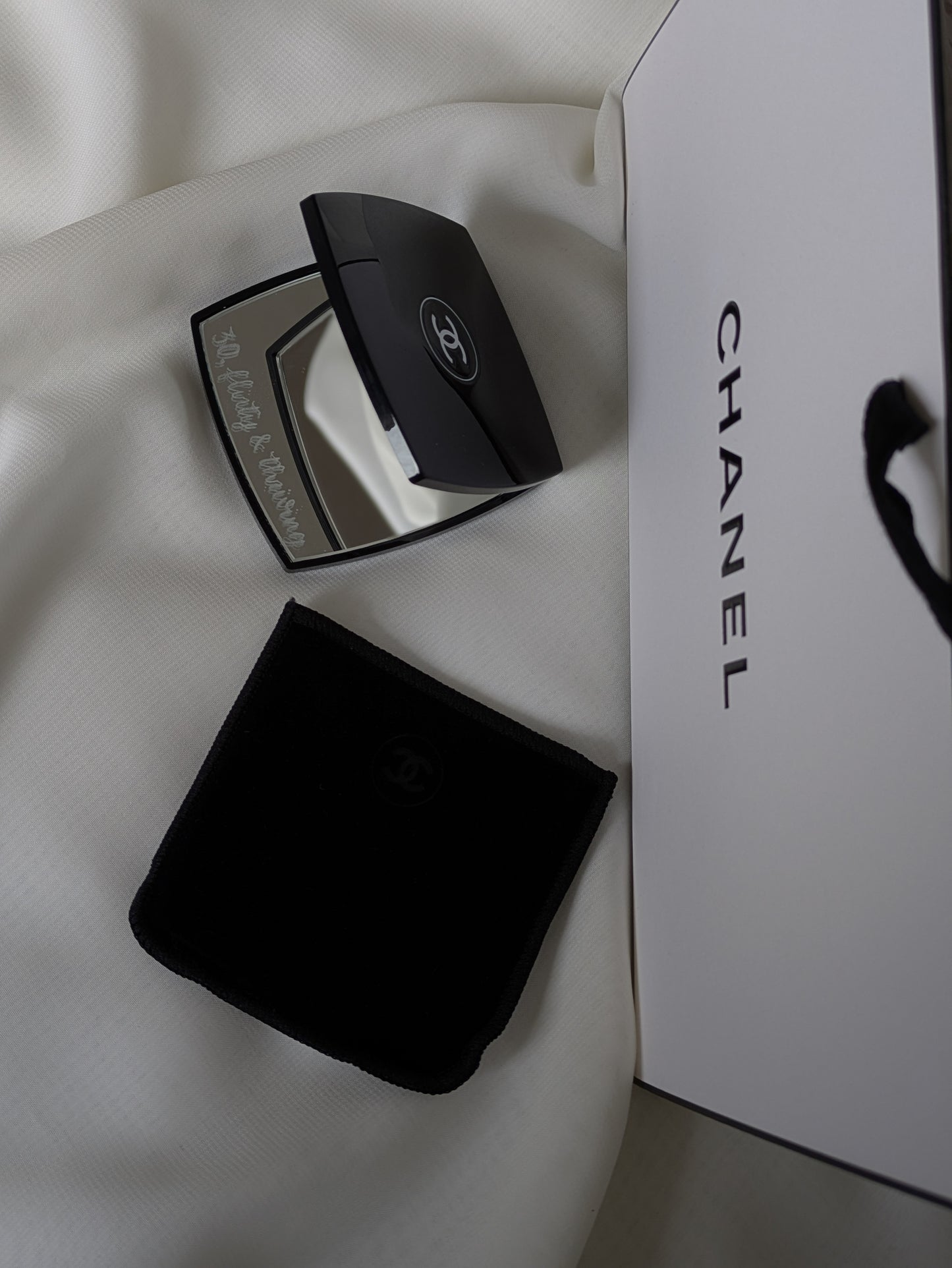 Engraved Chanel compact mirror