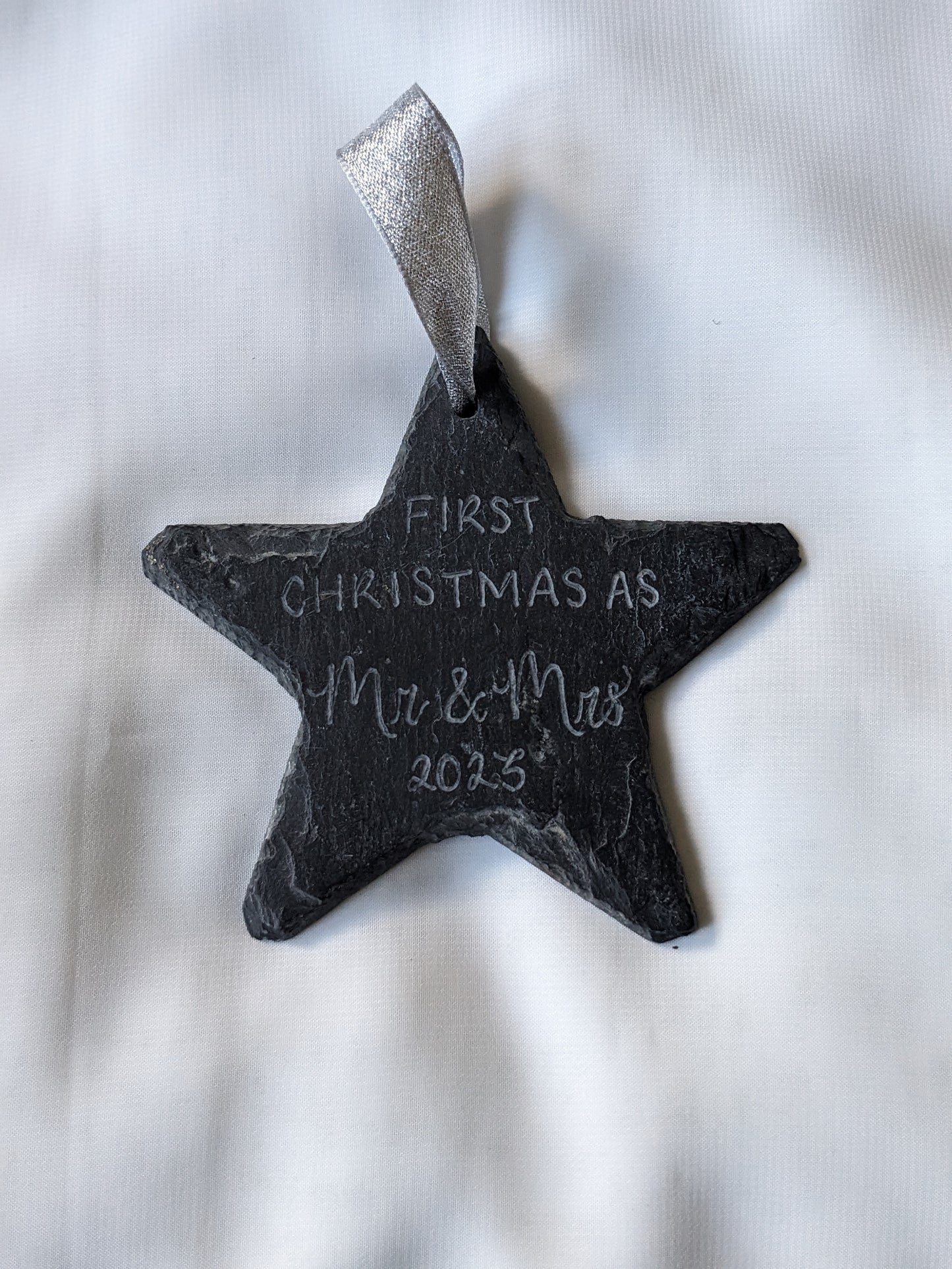 Engraved slate bauble