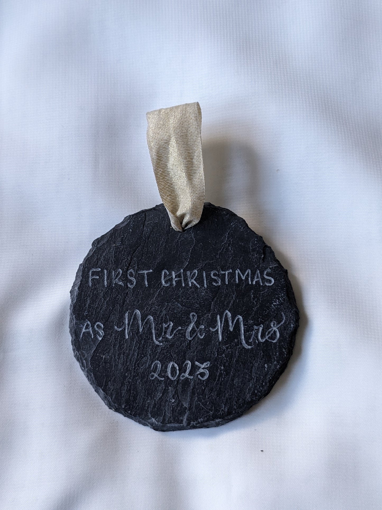 Engraved slate bauble