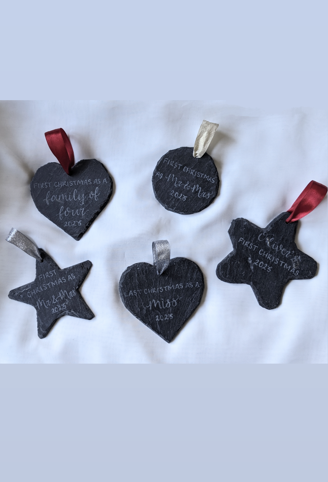 Engraved slate bauble
