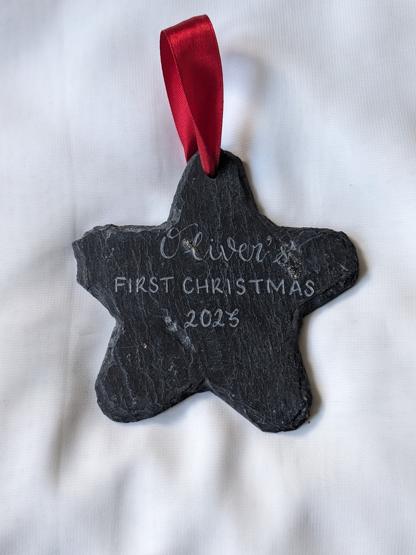 Engraved slate bauble