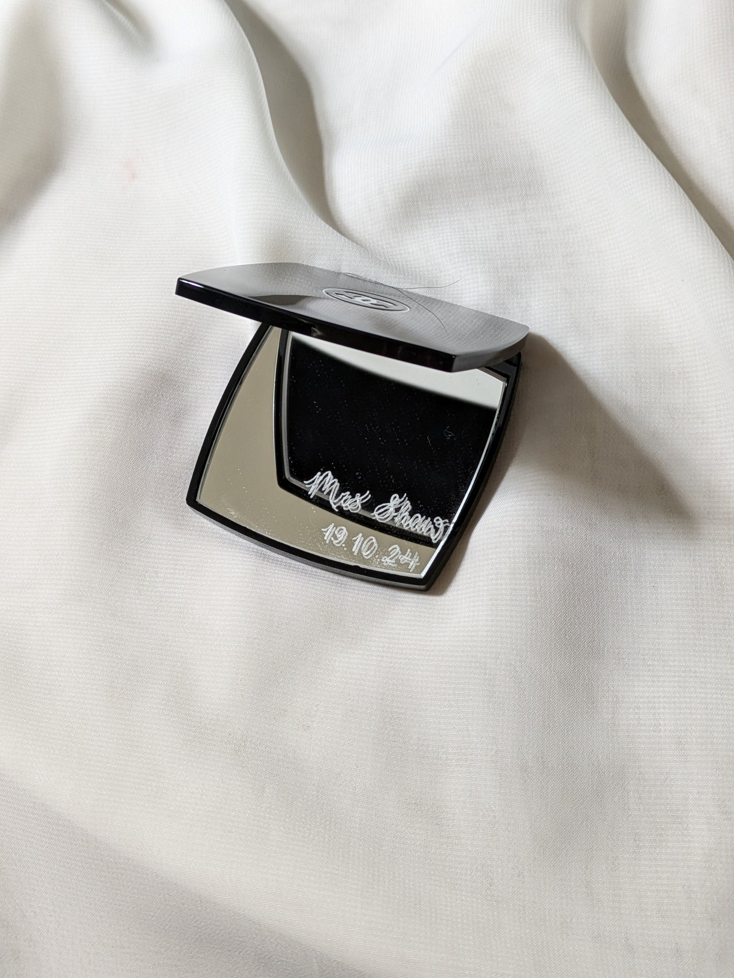 Engraved Chanel compact mirror