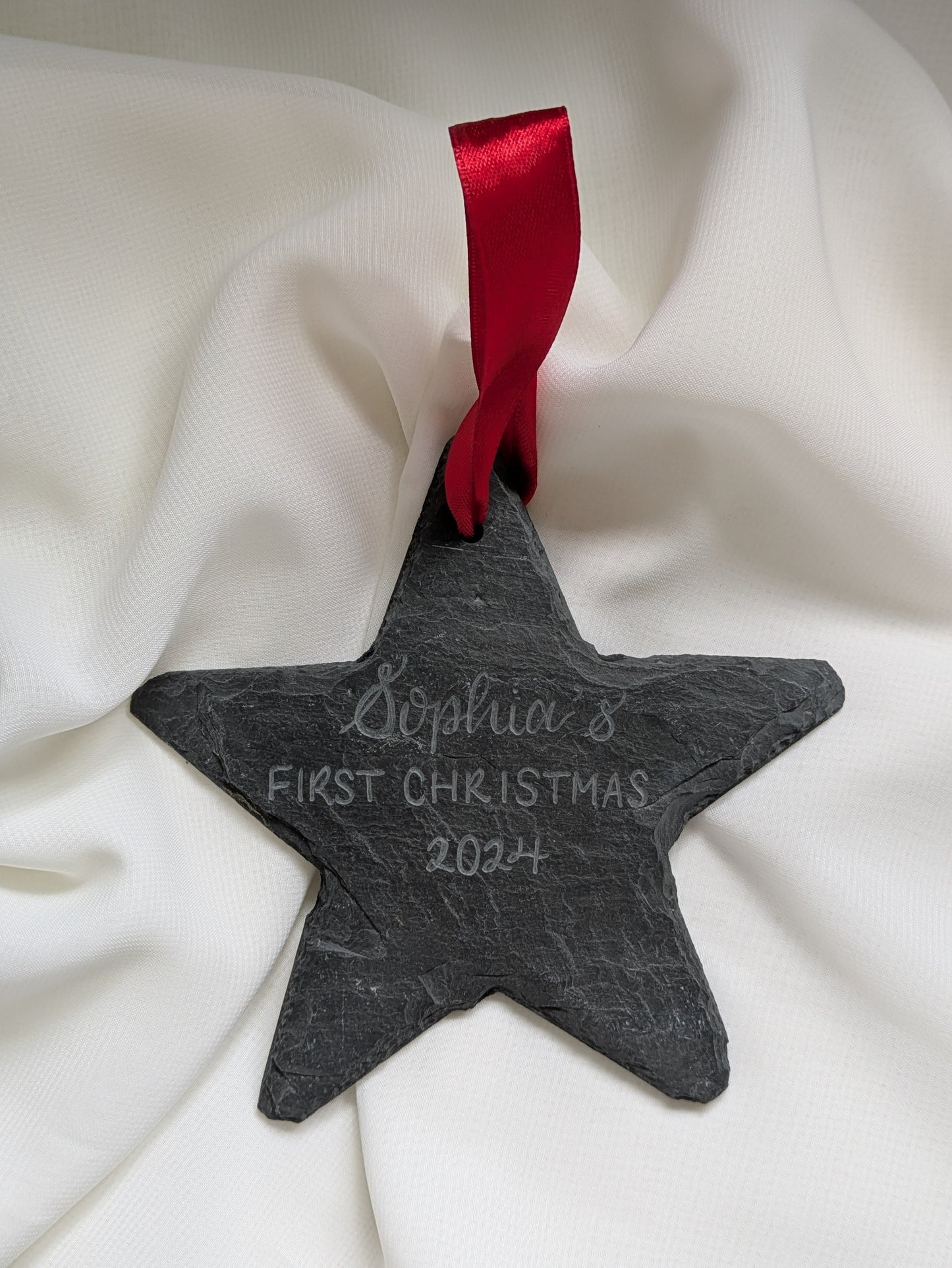 Engraved slate bauble