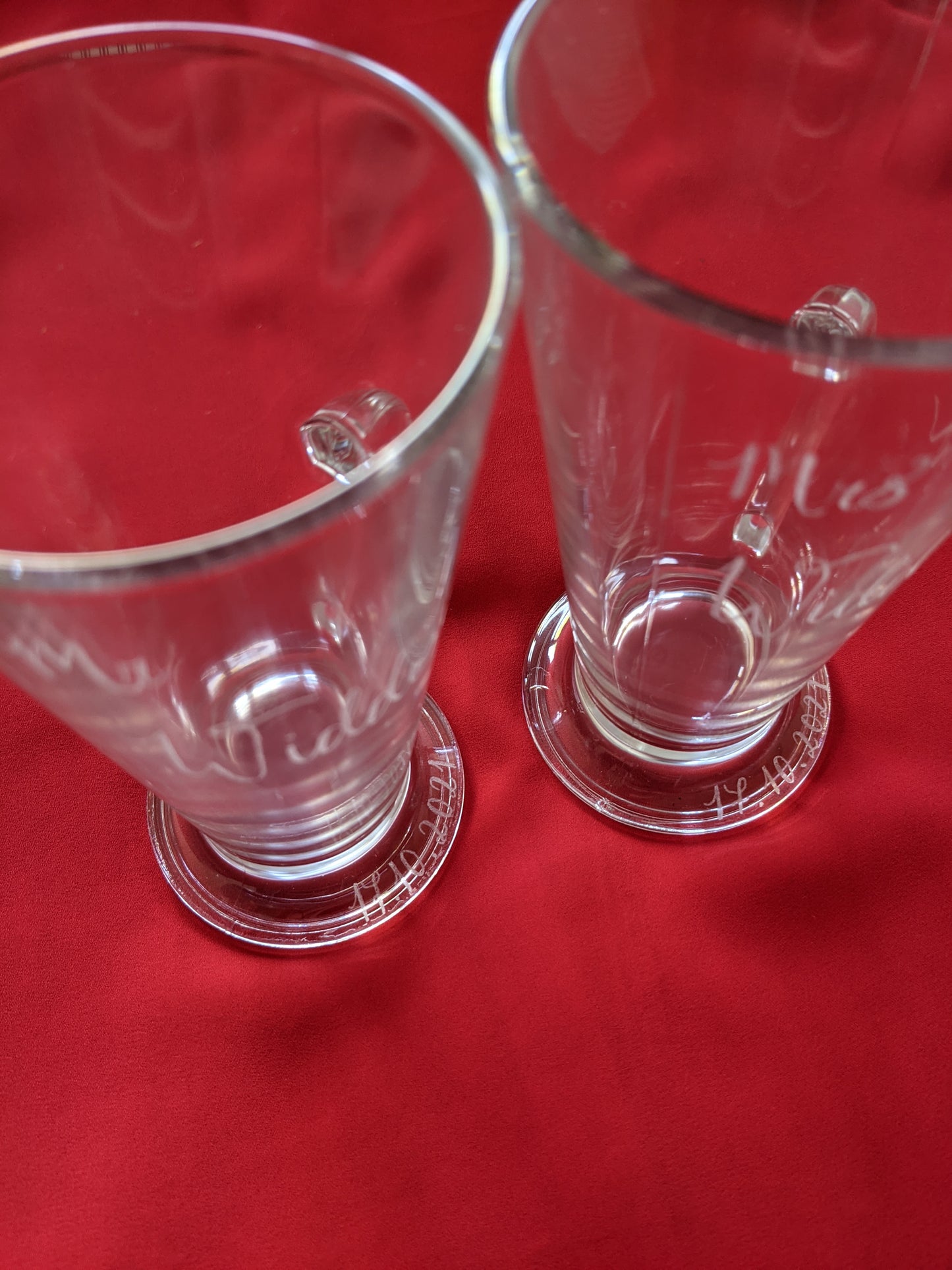 Engraved glass mugs