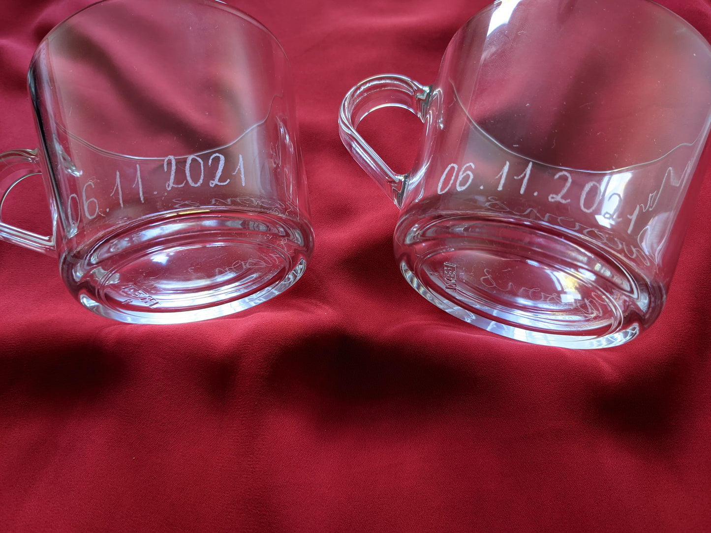 Engraved glass mugs