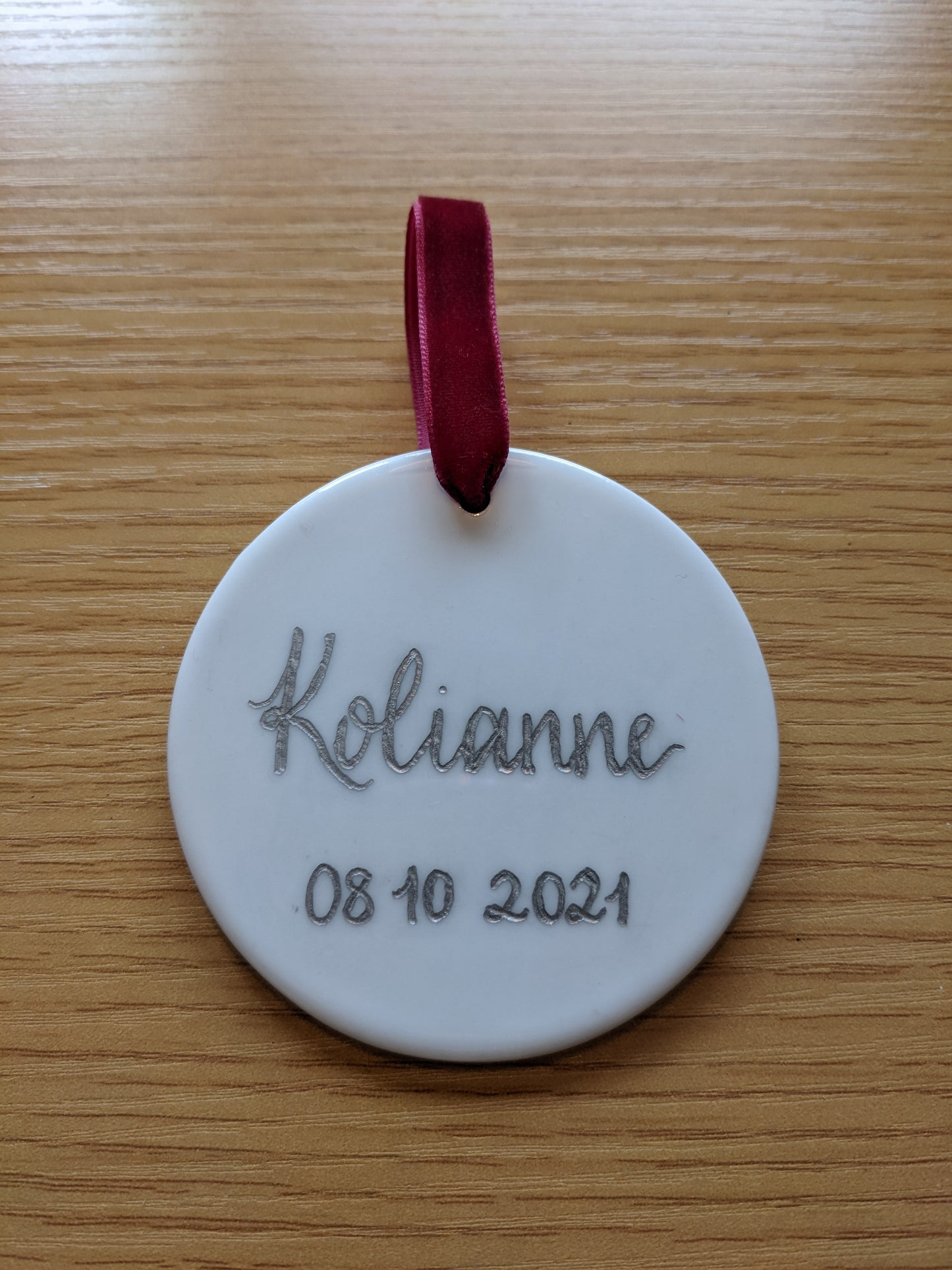 Engraved ceramic bauble