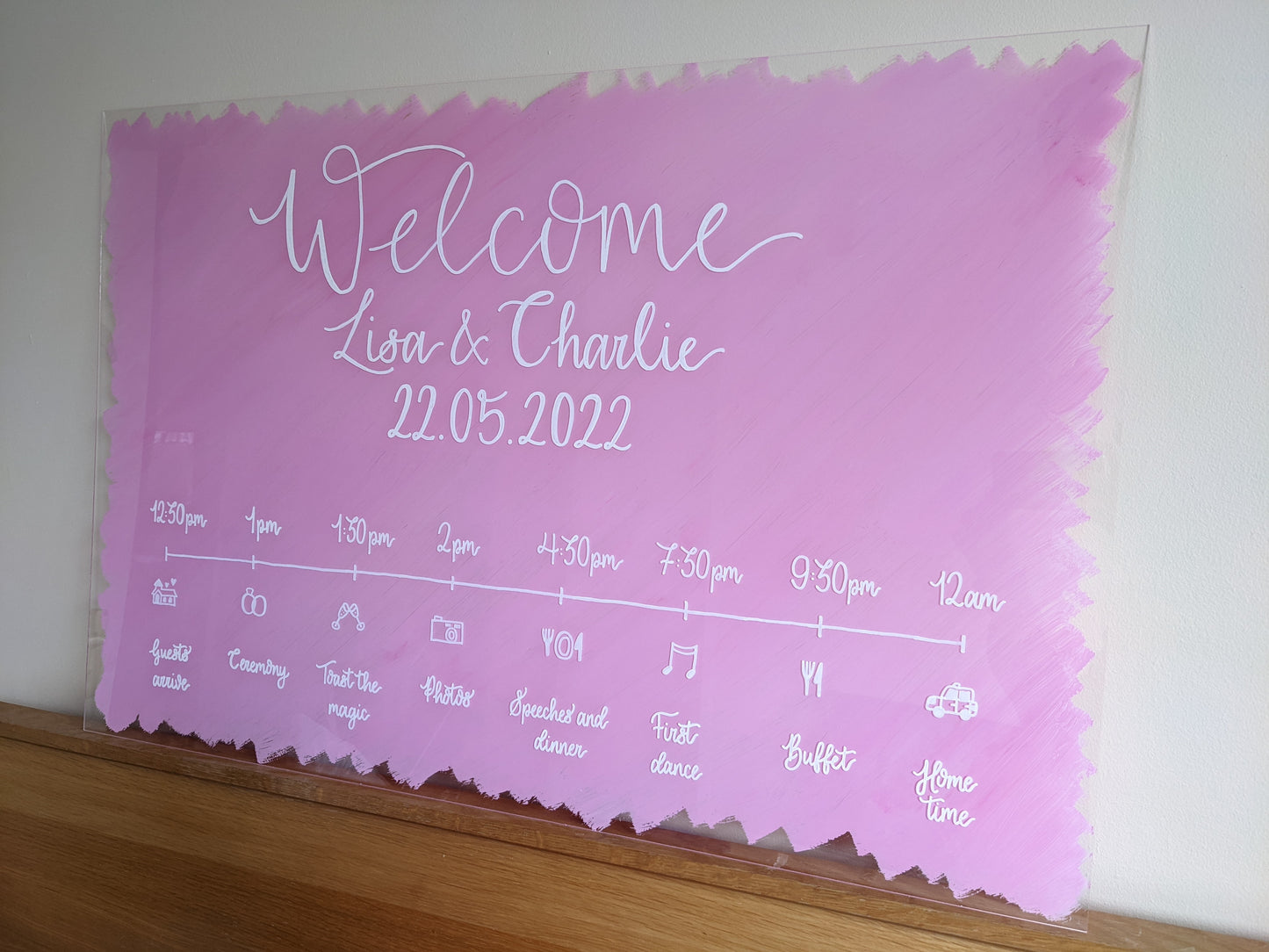 Acrylic welcome and order of the day sign