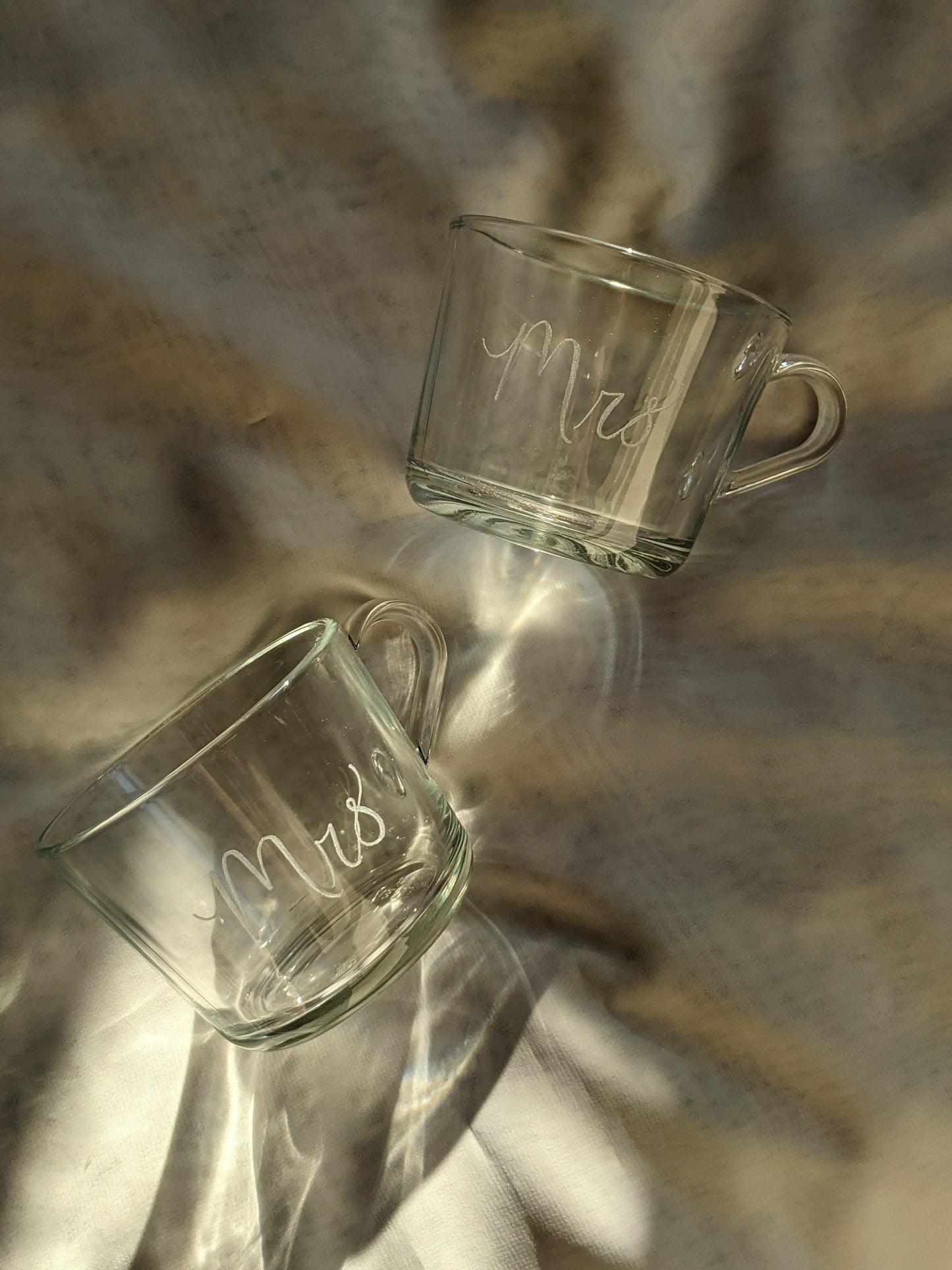 Engraved glass mugs