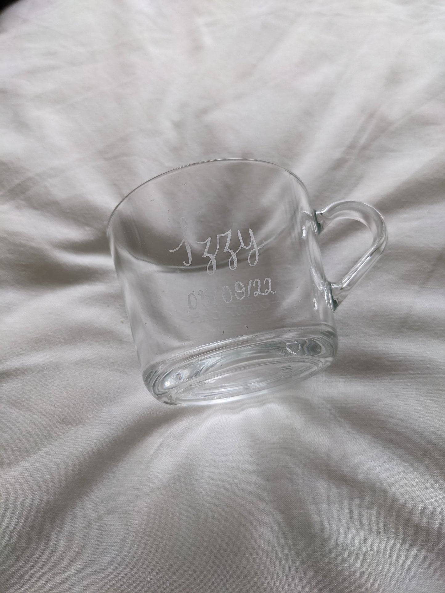 Engraved glass mugs