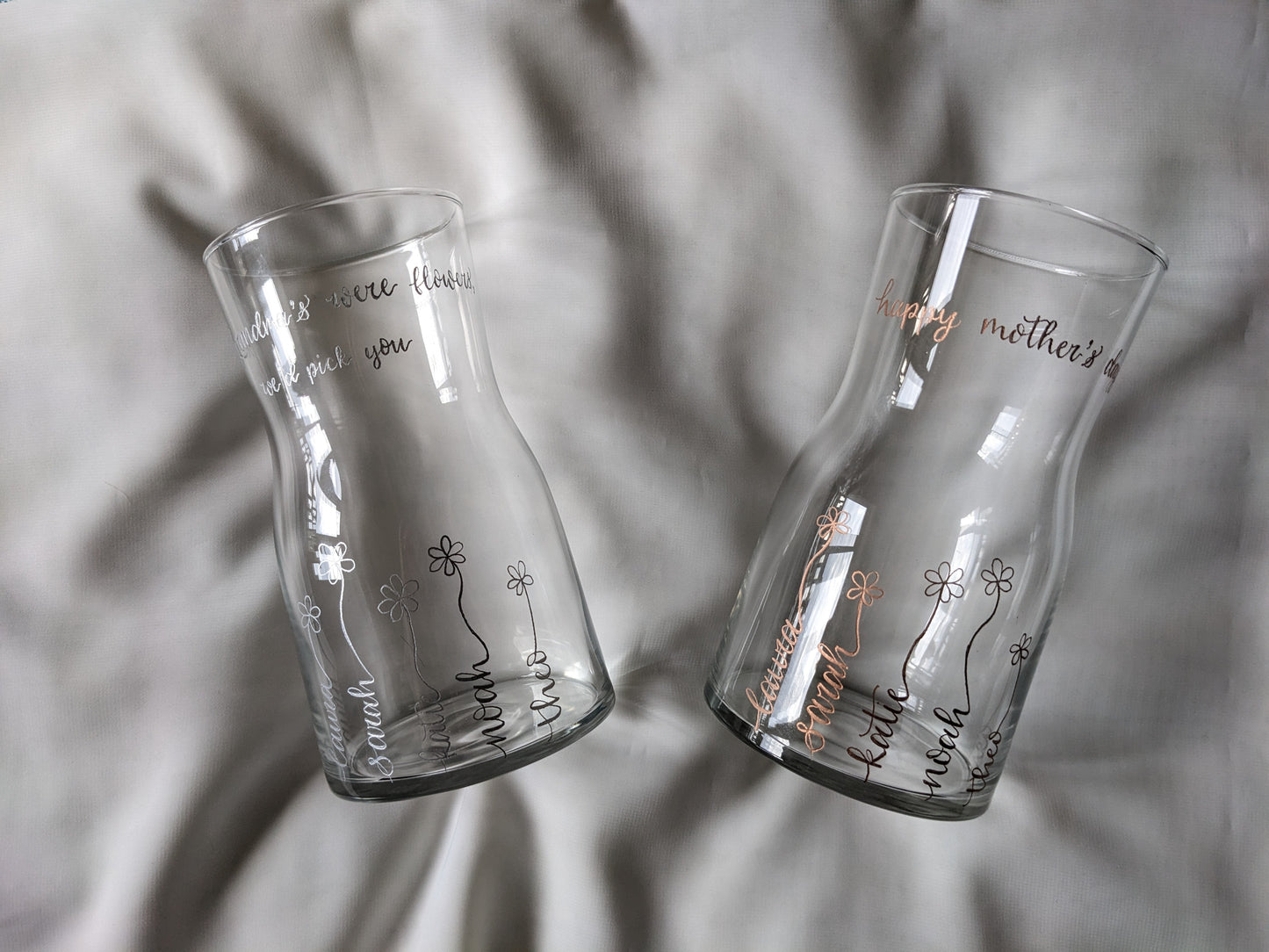 Engraved glass vase