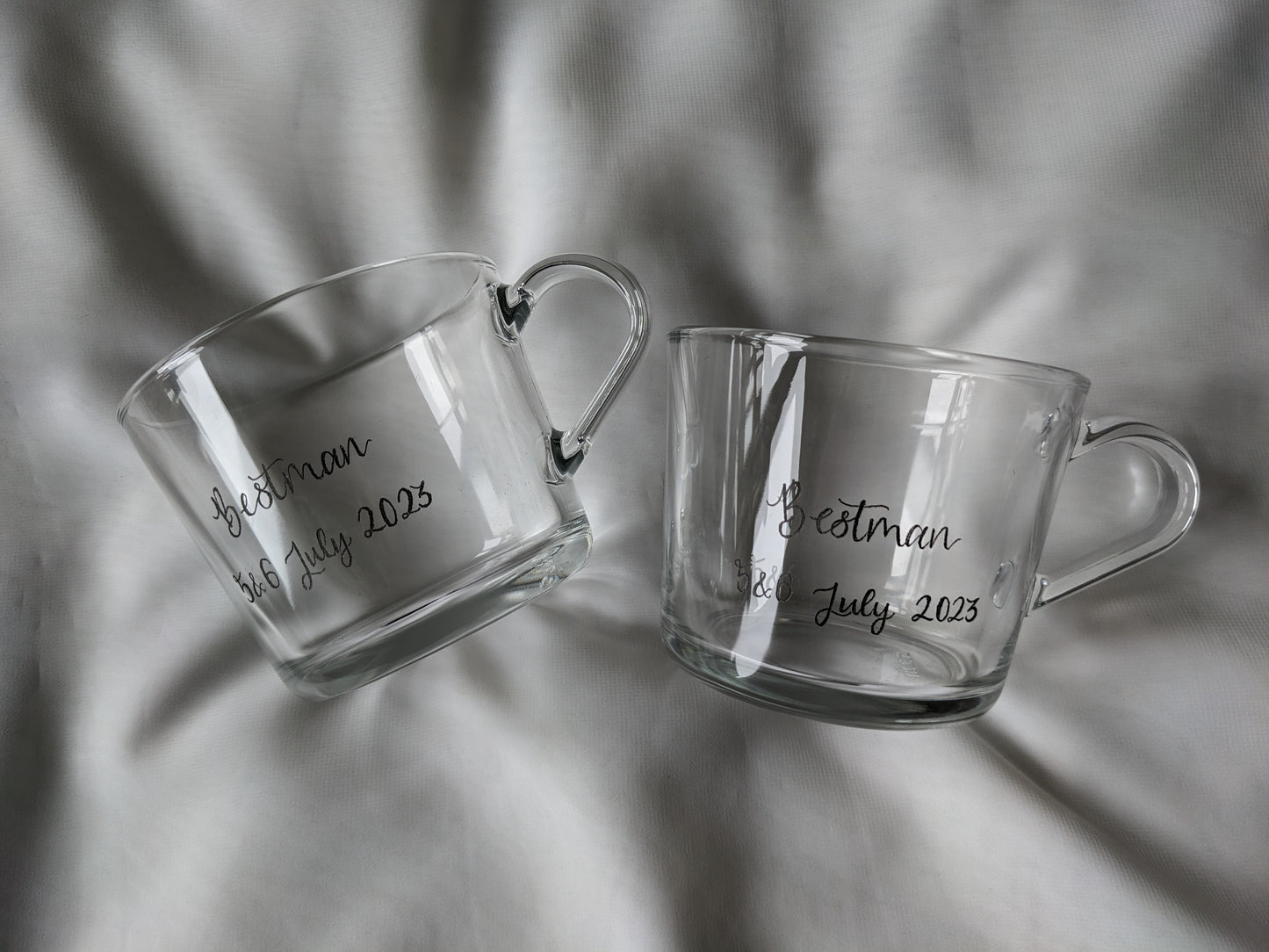 Engraved glass mugs