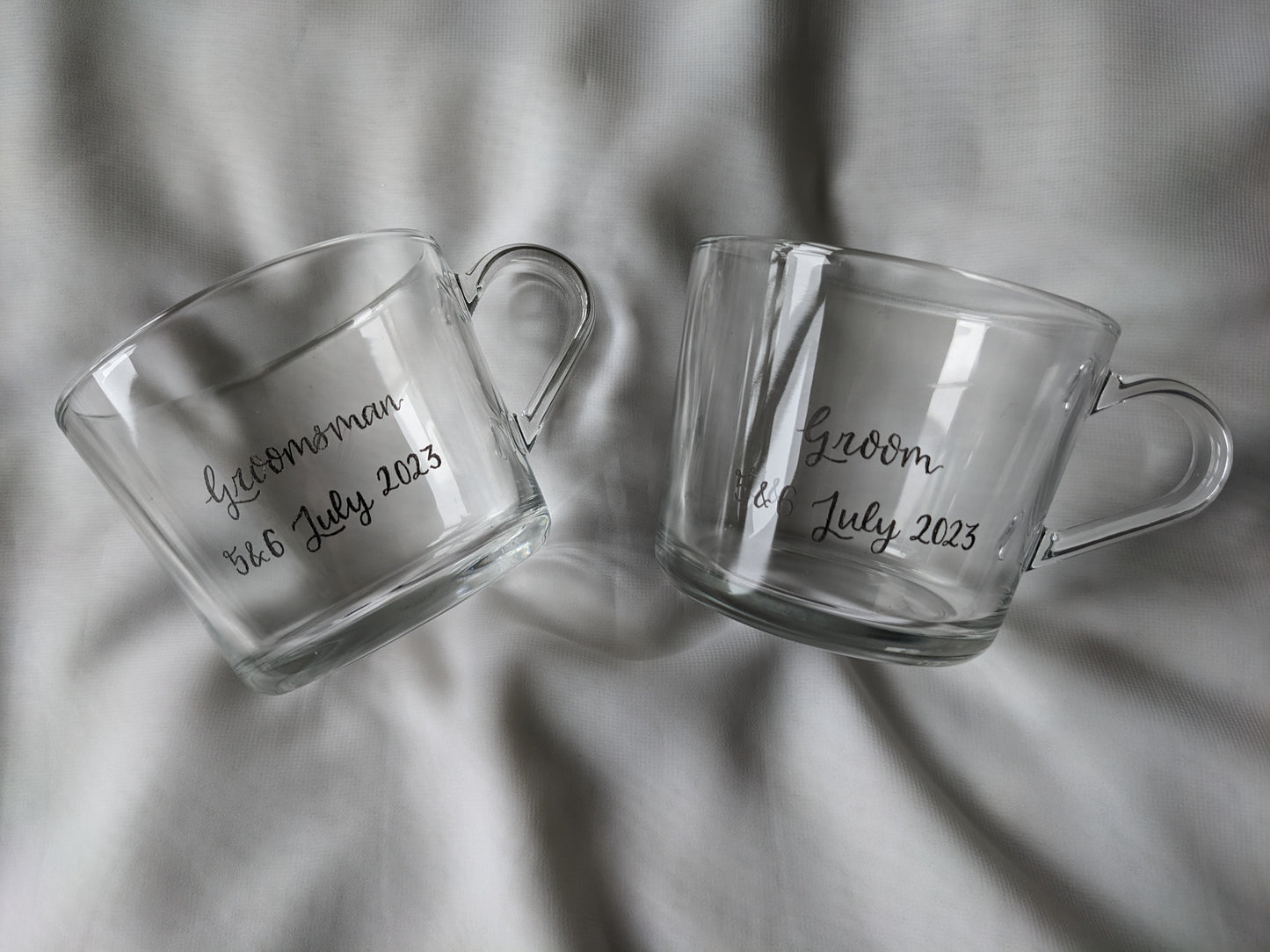 Engraved glass mugs