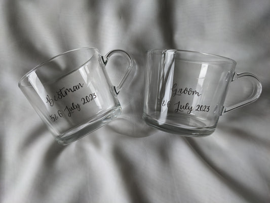 Engraved glass mugs