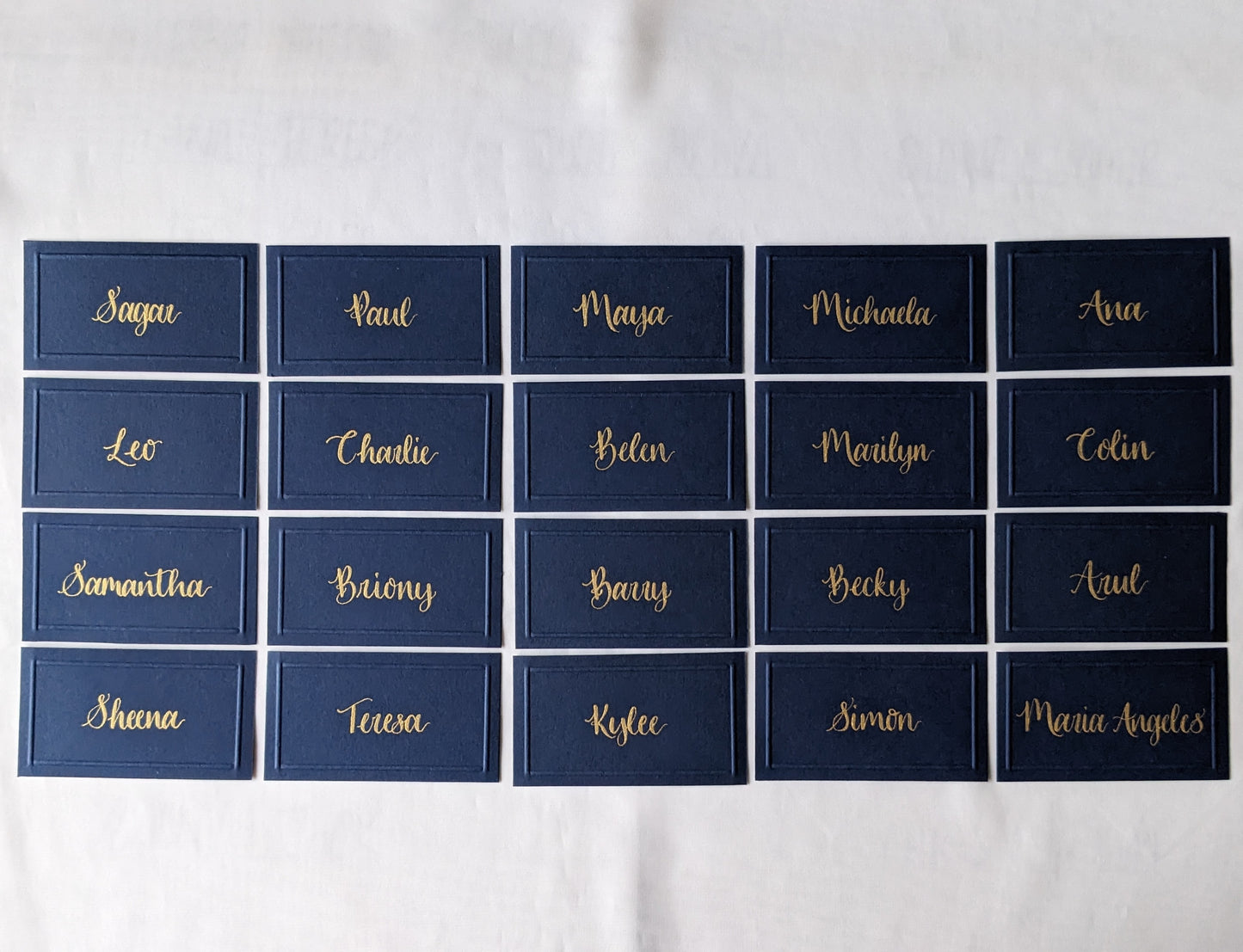 Embossed card place names