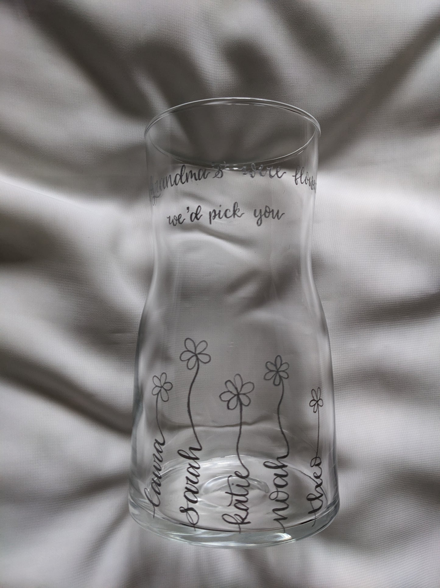 Engraved glass vase