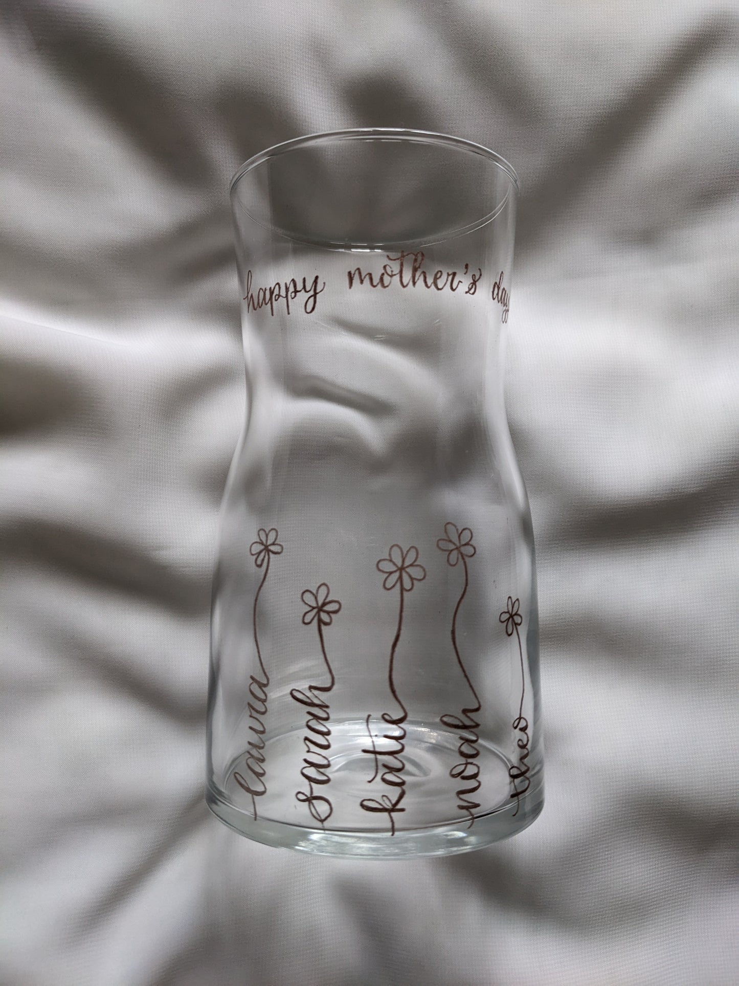 Engraved glass vase