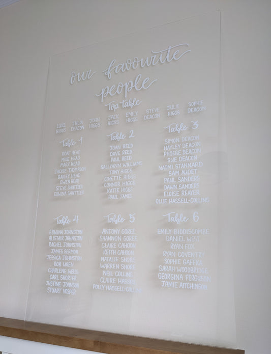 Offer - A1 frosted acrylic table plan & frosted acrylic arch place names