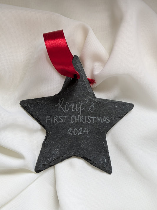 Engraved slate bauble
