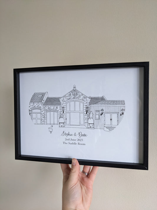 Digital wedding venue illustration