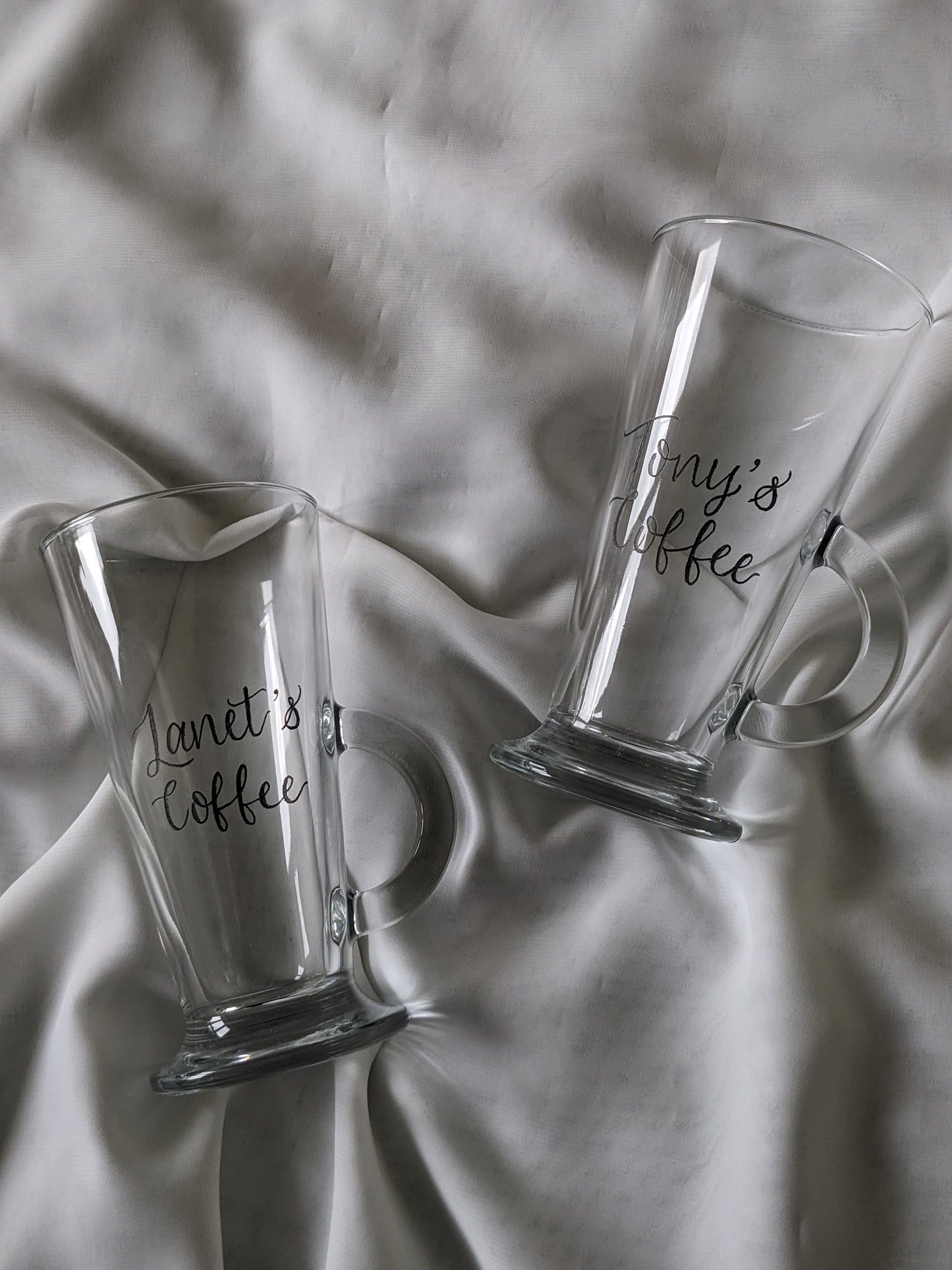 Engraved glass mugs